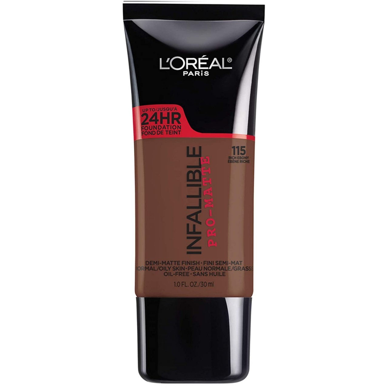 L'Oreal Paris Makeup Infallible Pro-Matte Liquid Longwear Foundation, Rich Ebony 115, 1 fl. oz.