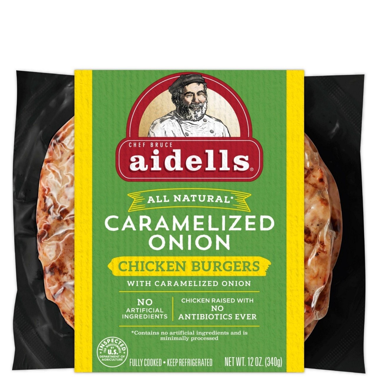 AIDELLS CHIC BURGER CARMLIZED ONION 12oz