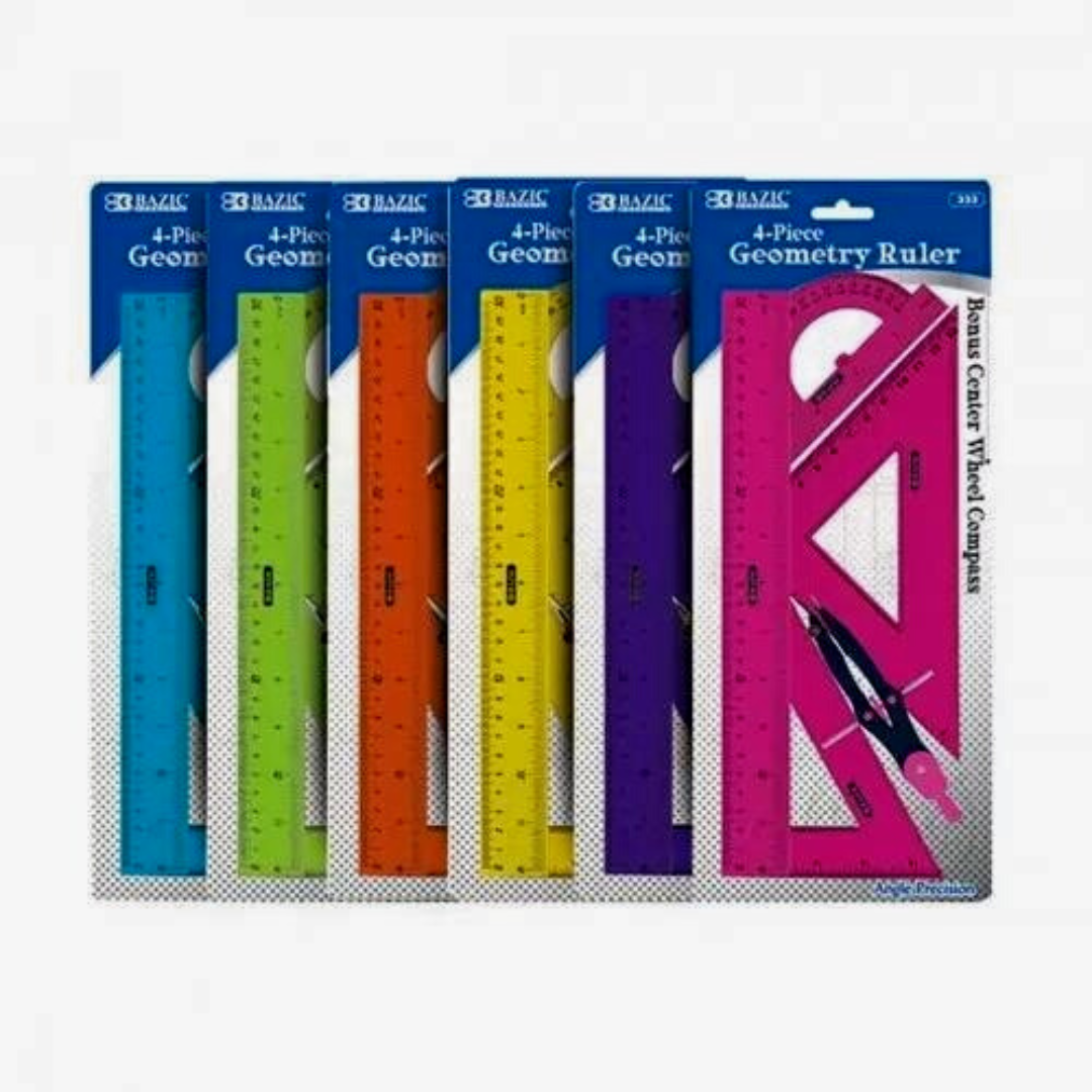 Bazic 4 Piece Geometry Ruler