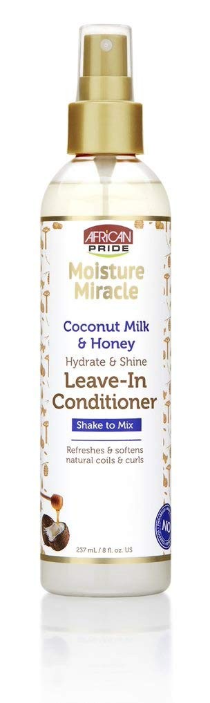 African Pride Moisture Miracle Coconut Milk & Honey Hydrate & Shine Leave-In Conditioner, 8oz
