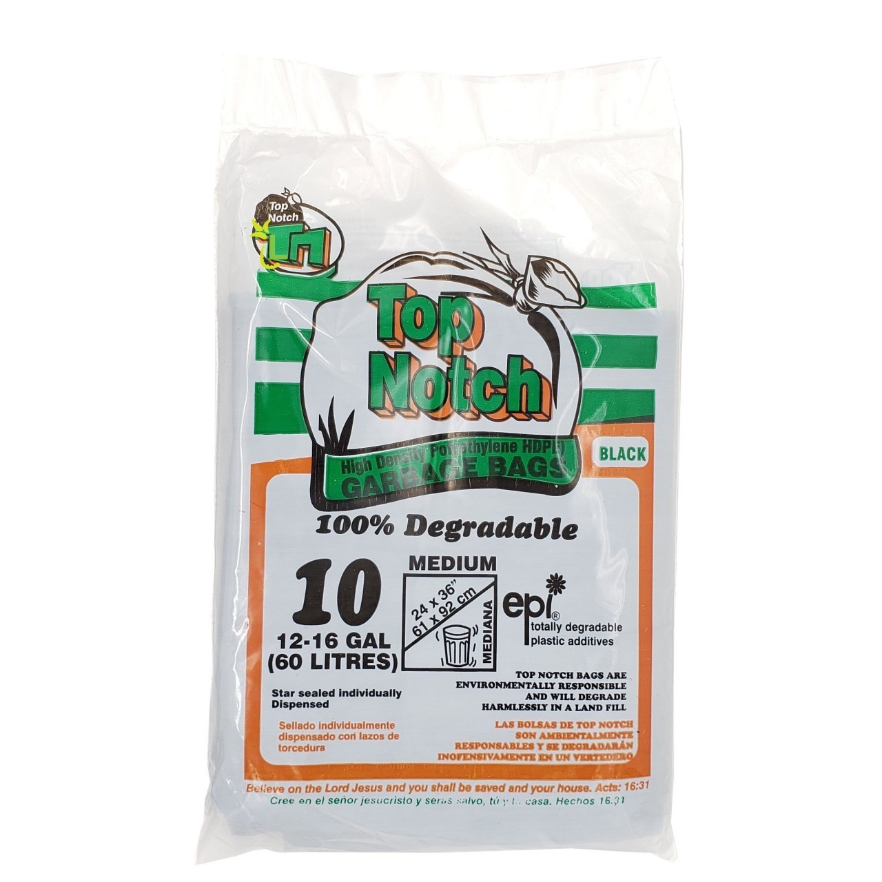TOP NOTCH GARBAGE BAG 60 X10 X24X36 (MEDIUM)
