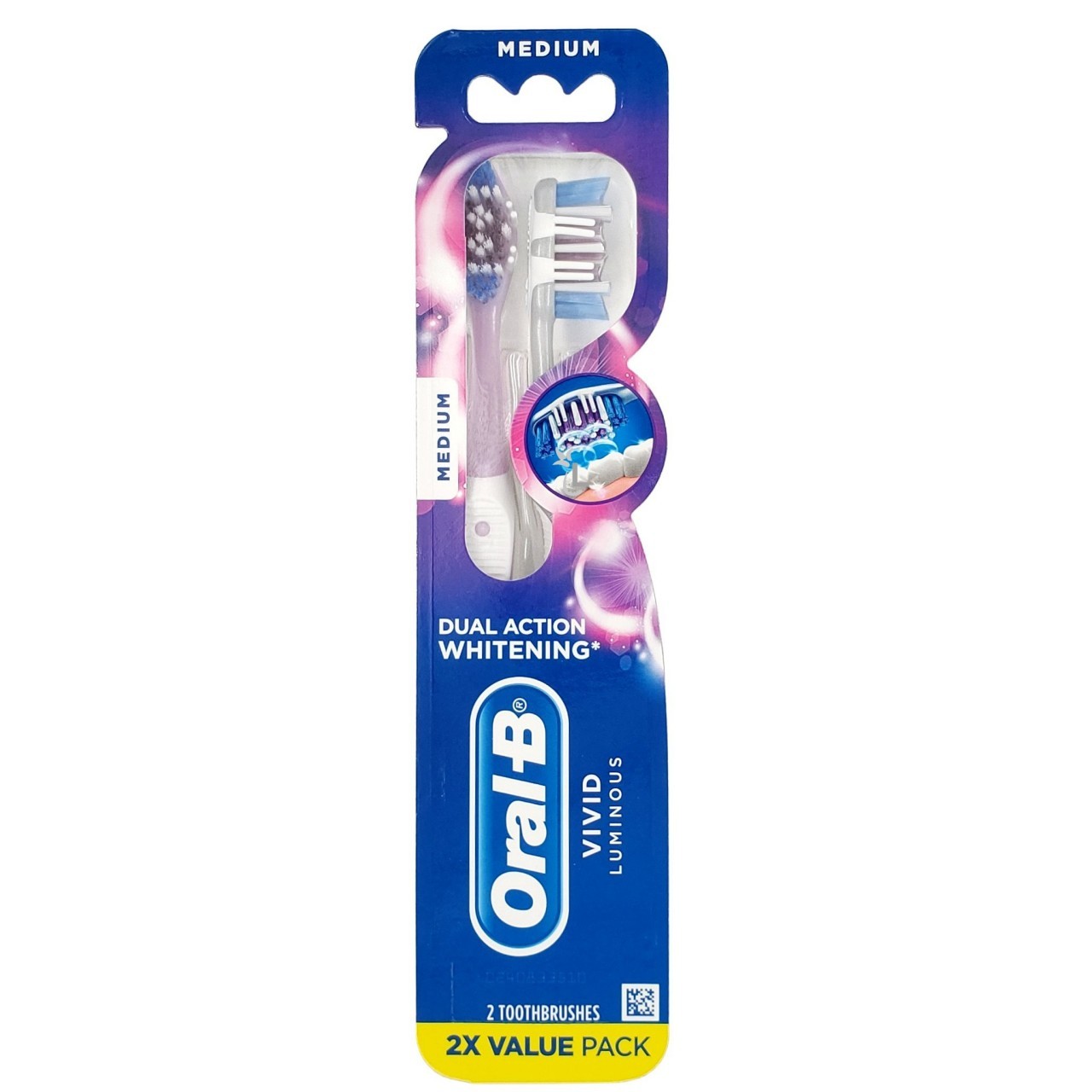 ORAL-B TOOTHBRUSH VIVID LUMINOUS MED 2s
