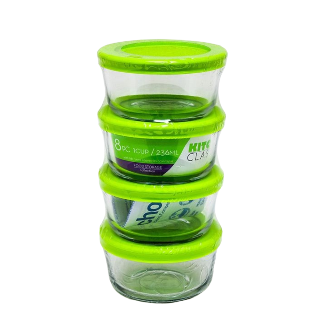 Round Storage Containers w/ Lids, 4pk