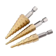 PCS Hss Steel Coated Step Drill Bits 3 12mm 4 12mm 4 20mm Step Cone Cutting Tools Steel Wood Metal Drilling Power Set