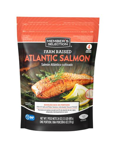Member's Selection Frozen Boneless Salmon Portions with Skin, 680 g / 1.5 lb
