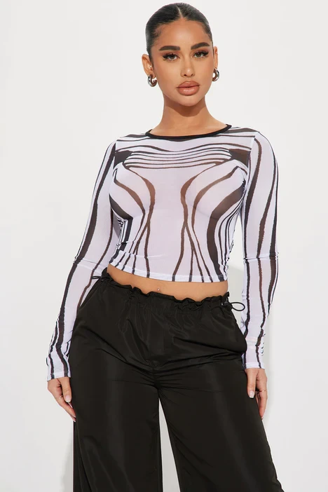 Body Effect Mesh Top - White/Black